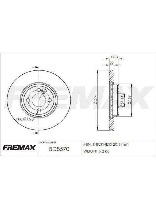 Fremax Brake Disc Front Pair BD-8570 Discs Fremax - Micks Gone Bush