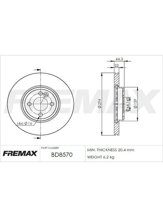 Fremax Brake Disc Front Pair BD-8570 Discs Fremax - Micks Gone Bush