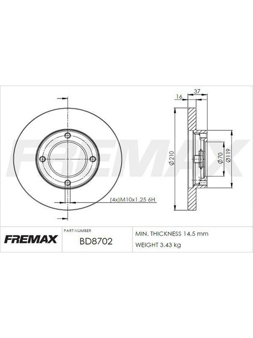 Fremax Brake Disc Front Pair BD-8702 Fremax - Micks Gone Bush