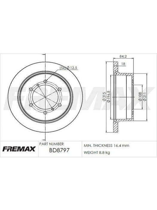 Fremax Brake Disc Rear Pair BD-8797 Fremax - Micks Gone Bush