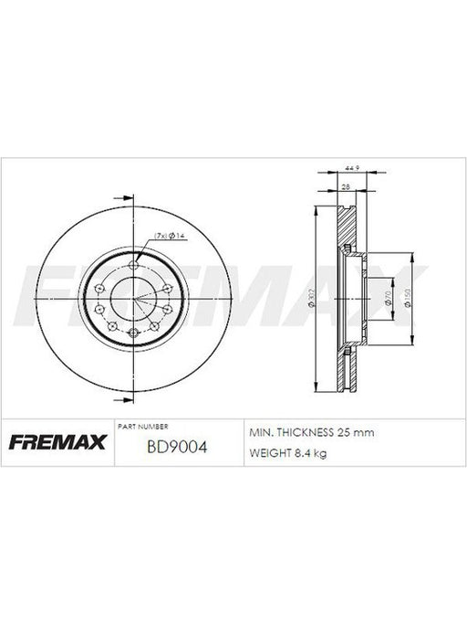Fremax Brake Disc Front Pair BD-9004 Fremax - Micks Gone Bush