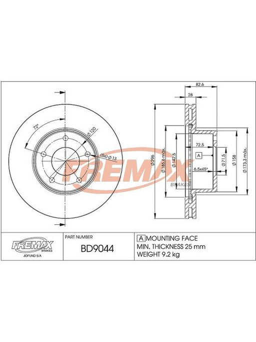Fremax Brake Disc Front Each BD-9044 Fremax - Micks Gone Bush
