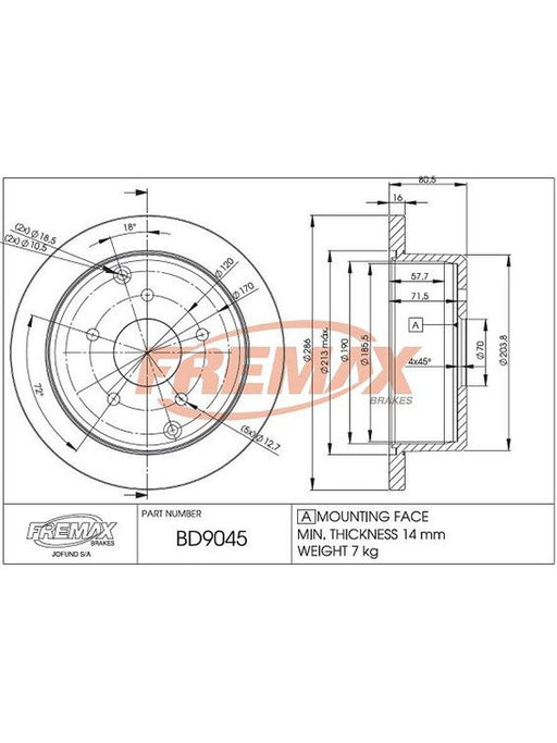 Fremax Brake Disc Rear Each BD-9045 Fremax - Micks Gone Bush