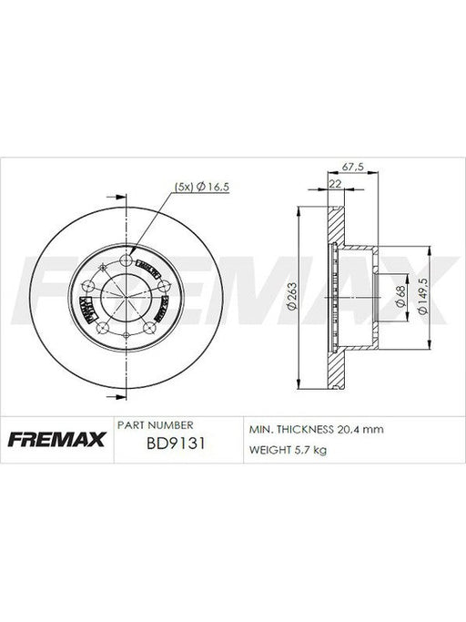 Fremax Brake Disc Front Pair BD-9131 Fremax - Micks Gone Bush