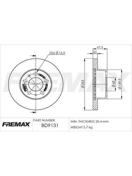 Fremax Brake Disc Front Pair BD-9131 Fremax - Micks Gone Bush