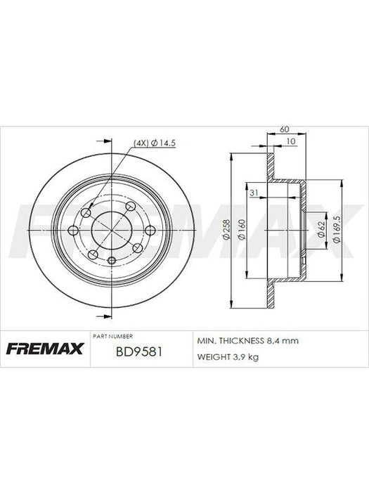 Fremax Brake Disc Rear Pair Bmw 323I 78-85, 318I 325E BD-9581 Fremax - Micks Gone Bush