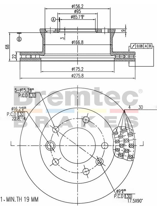 Bremtec Euro-Line Disc Brake Rotor (Pair) 275.8mm BDR10370EL Discs Bremtec - Micks Gone Bush