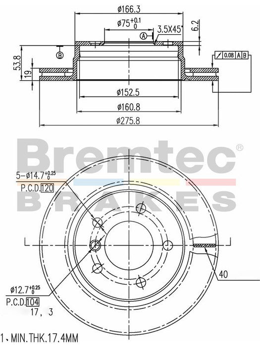 Bremtec Euro-Line Disc Brake Rotor (Pair) 276mm BDR10530EL Discs Bremtec - Micks Gone Bush