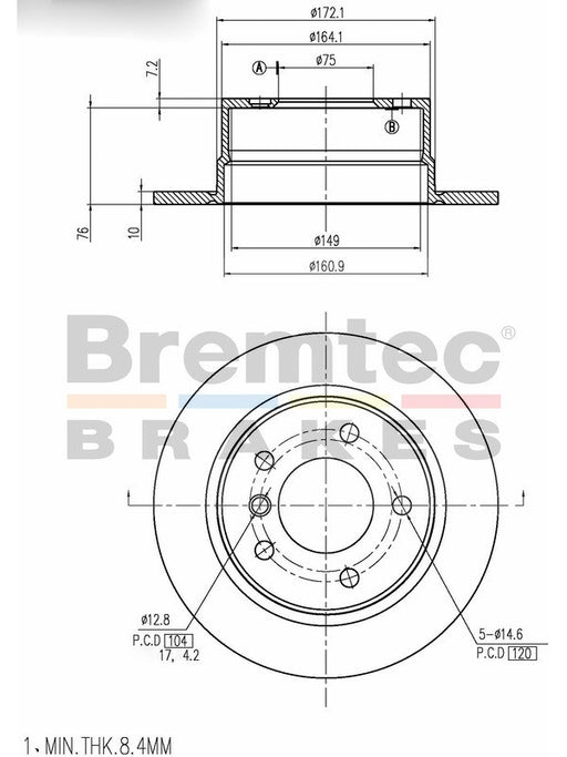 Bremtec Euro-Line Disc Brake Rotor (Single) 271.80mm BDR13270EL Discs Bremtec - Micks Gone Bush