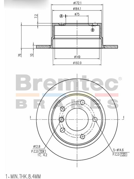 Bremtec Euro-Line Disc Brake Rotor (Single) 271.80mm BDR13270EL Discs Bremtec - Micks Gone Bush