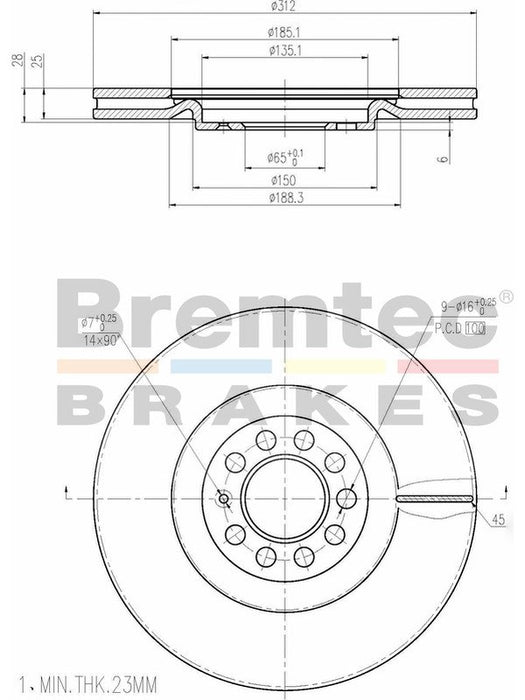 Bremtec Euro-Line Disc Brake Rotor (Single) 312.00mm BDR13810EL Discs Bremtec - Micks Gone Bush