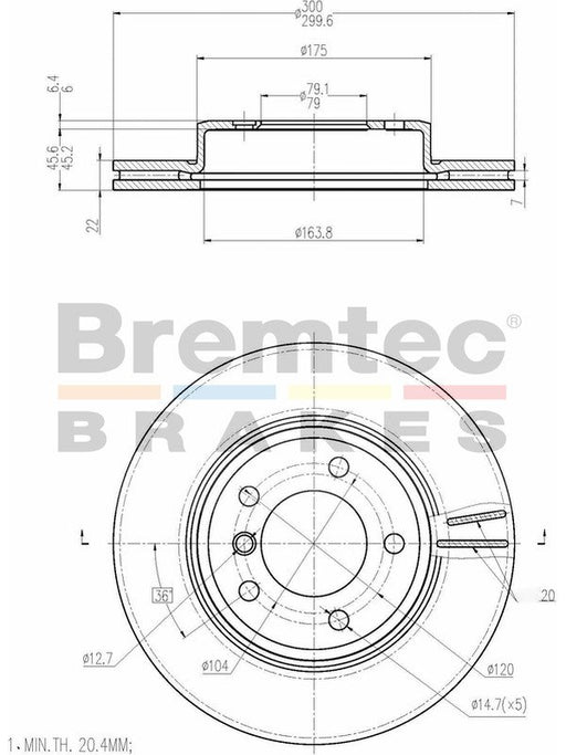 Bremtec Euro-Line Disc Brake Rotor (Pair) 299.8mm BDR13830EL Discs Bremtec - Micks Gone Bush
