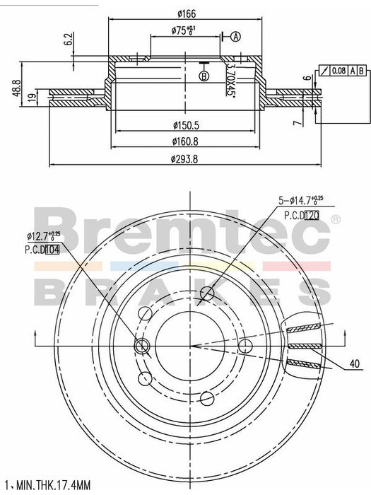 Bremtec Euro-Line Disc Brake Rotor (Pair) 293.8mm BDR13840EL Discs Bremtec - Micks Gone Bush