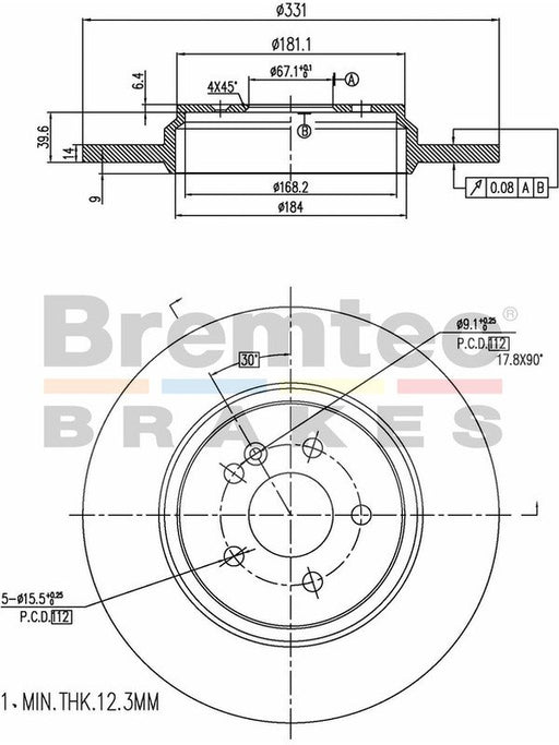 Bremtec Euro-Line Disc Brake Rotor (Pair) 331mm BDR15440EL Discs Bremtec - Micks Gone Bush