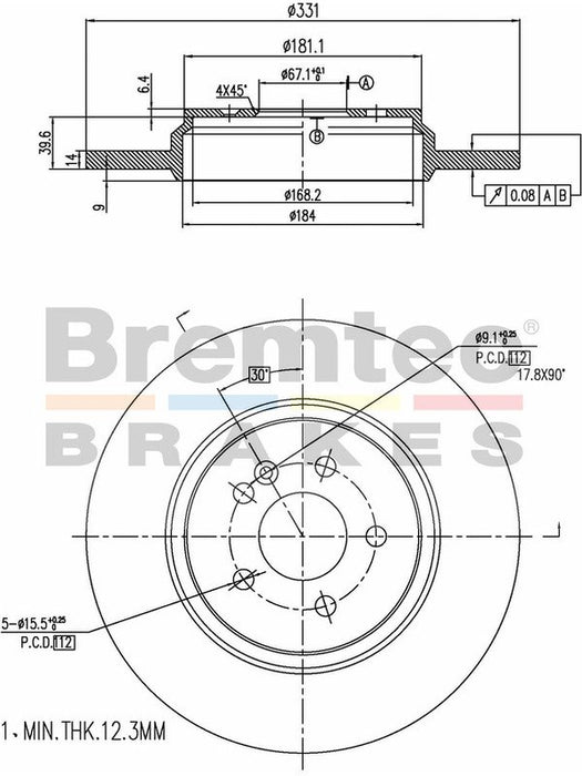 Bremtec Euro-Line Disc Brake Rotor (Pair) 331mm BDR15440EL Discs Bremtec - Micks Gone Bush