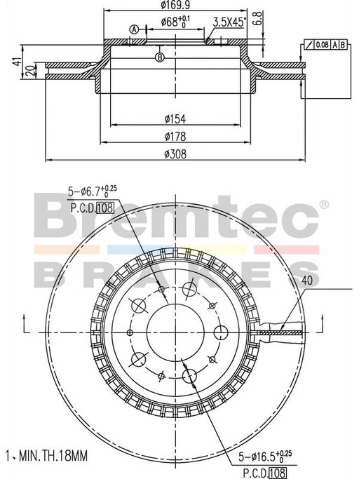 Bremtec Euro-Line Disc Brake Rotor (Pair) 308mm BDR16150EL Discs Bremtec - Micks Gone Bush