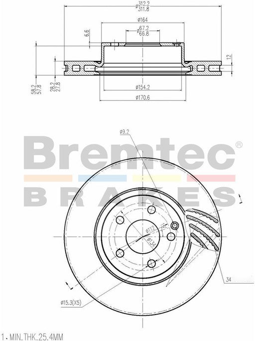 Bremtec Euro-Line Disc Brake Rotor (Pair) 312mm BDR16170EL Discs Bremtec - Micks Gone Bush