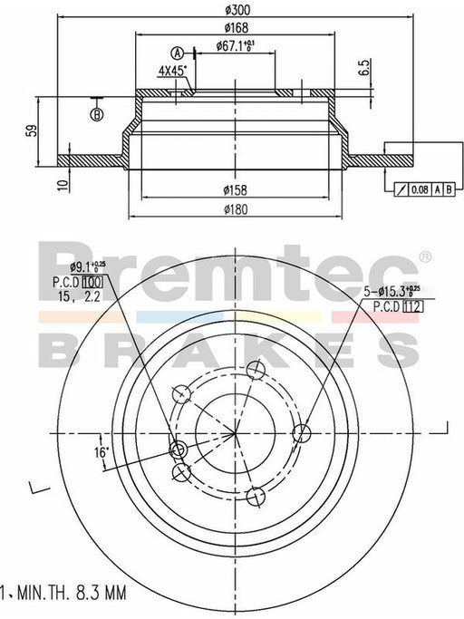 Bremtec Euro-Line Disc Brake Rotor (Pair) 300mm BDR16330EL Discs Bremtec - Micks Gone Bush
