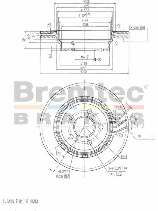Bremtec Euro-Line Disc Brake Rotor (Pair) 300mm BDR16340EL Discs Bremtec - Micks Gone Bush