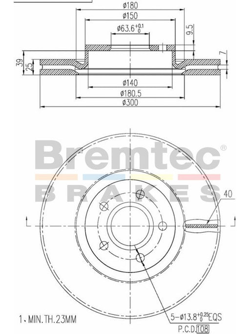 Bremtec Euro-Line Disc Brake Rotor (Pair) 300mm BDR16410EL Discs Bremtec - Micks Gone Bush