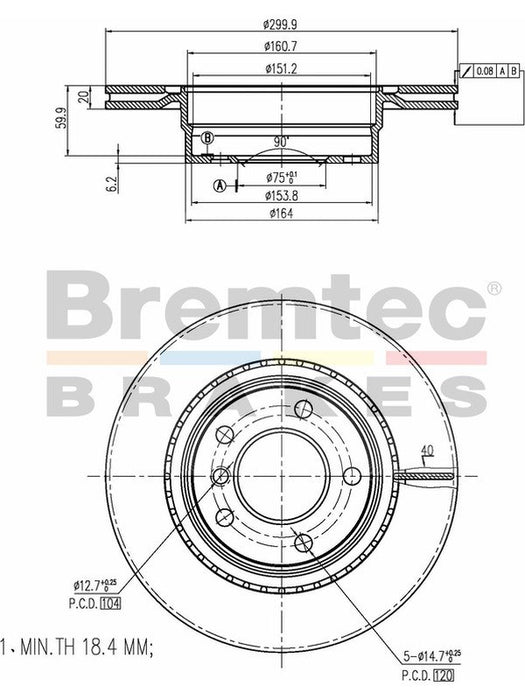 Bremtec Euro-Line Disc Brake Rotor (Pair) 299.9mm BDR16470EL Discs Bremtec - Micks Gone Bush
