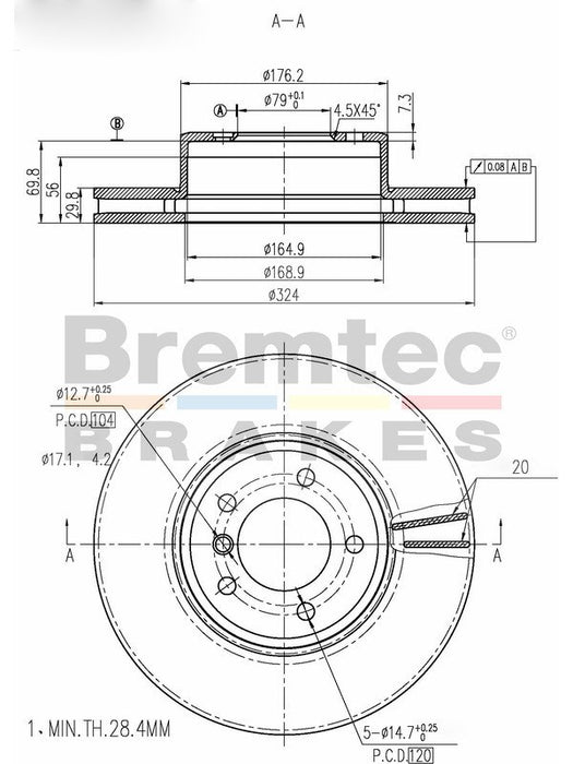 Bremtec Euro-Line Disc Brake Rotor (Single) 324mm BDR16590EL Discs Bremtec - Micks Gone Bush