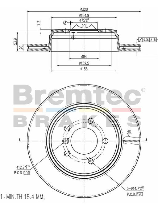 Bremtec Euro-Line Disc Brake Rotor (Pair) 320mm BDR16600EL Discs Bremtec - Micks Gone Bush