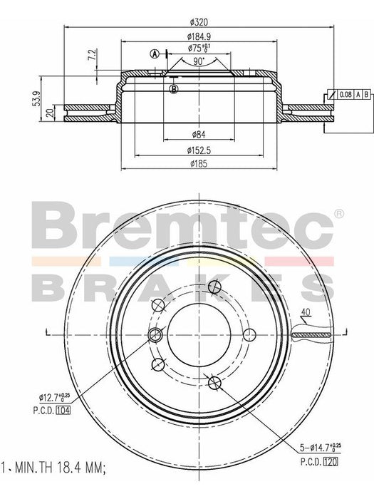 Bremtec Euro-Line Disc Brake Rotor (Pair) 320mm BDR16600EL Discs Bremtec - Micks Gone Bush