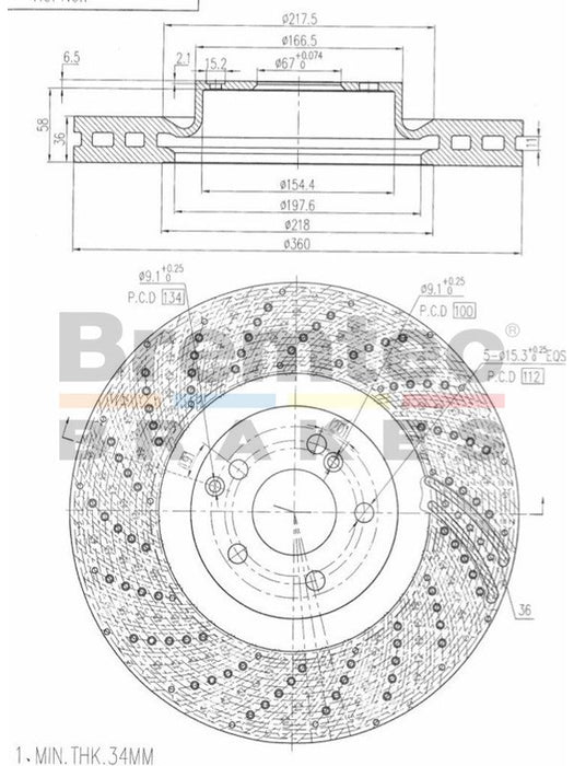 Bremtec Euro-Line High Grade Disc Brake Rotor (Single) 360mm BDR16659ELH Discs Bremtec - Micks Gone Bush