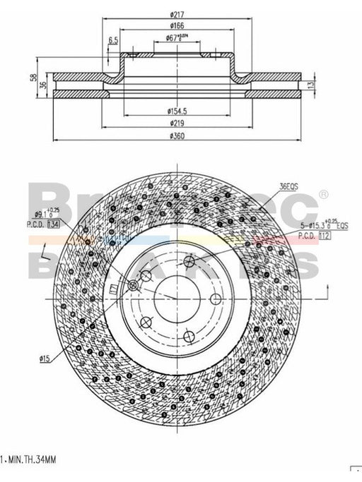 Bremtec Euro-Line Disc Brake Rotor (Single) 360mm BDR16660EL Discs Bremtec - Micks Gone Bush