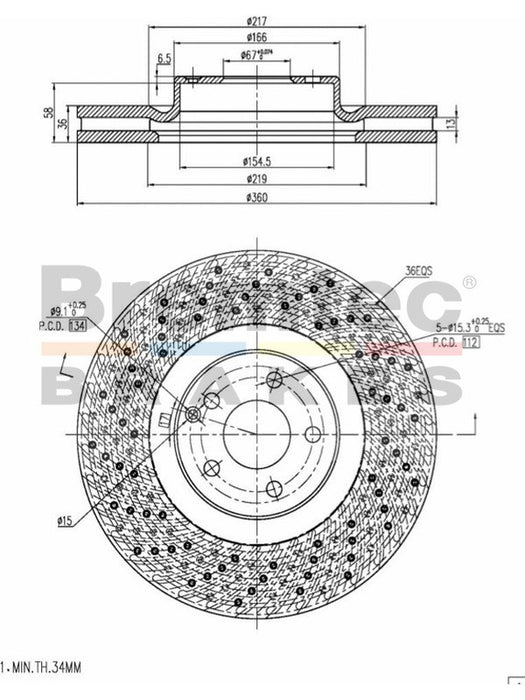 Bremtec Euro-Line Disc Brake Rotor (Single) 360mm BDR16660EL Discs Bremtec - Micks Gone Bush