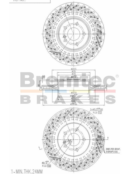 Bremtec Euro-Line High Grade Disc Brake Rotor (Pair) 330mm BDR16661ELH Discs Bremtec - Micks Gone Bush