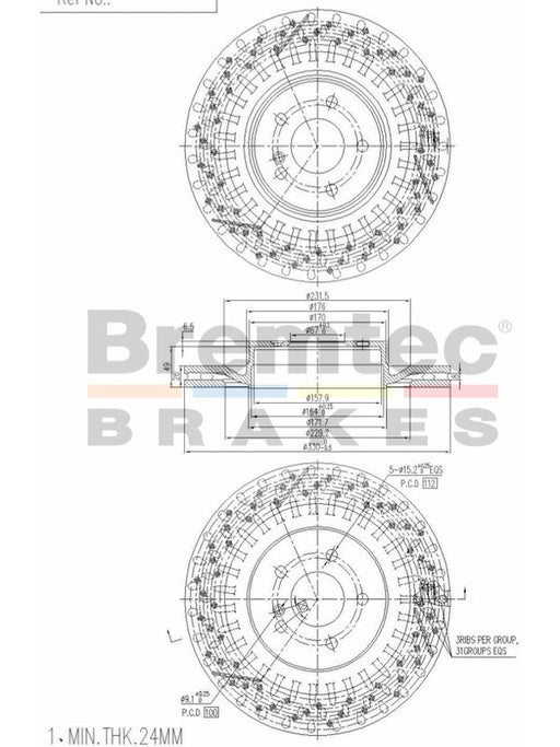 Bremtec Euro-Line Disc Brake Rotor (Pair) 330mm BDR16661EL Discs Bremtec - Micks Gone Bush