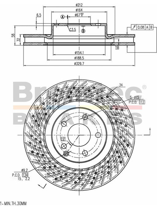 Bremtec Euro-Line Disc Brake Rotor (Pair) 329.7mm BDR16710EL Discs Bremtec - Micks Gone Bush