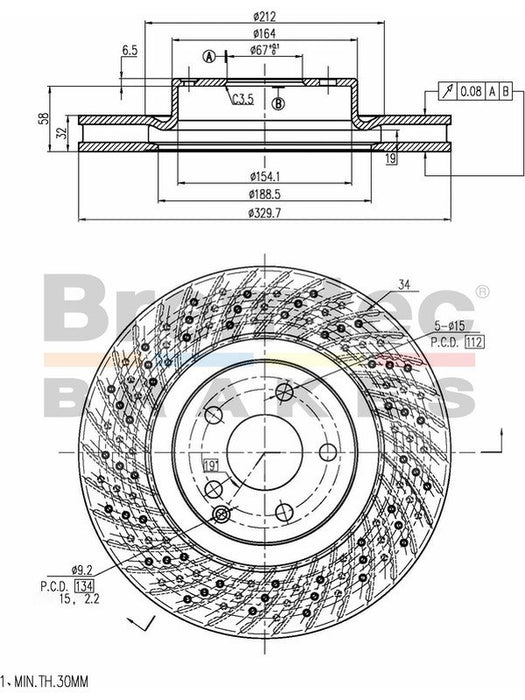 Bremtec Euro-Line Disc Brake Rotor (Pair) 329.7mm BDR16710EL Discs Bremtec - Micks Gone Bush