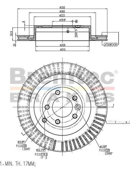 Bremtec Euro-Line Disc Brake Rotor (Pair) 350mm BDR17150EL Discs Bremtec - Micks Gone Bush