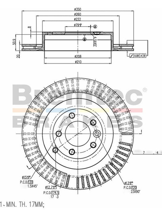 Bremtec Euro-Line Disc Brake Rotor (Pair) 350mm BDR17150EL Discs Bremtec - Micks Gone Bush