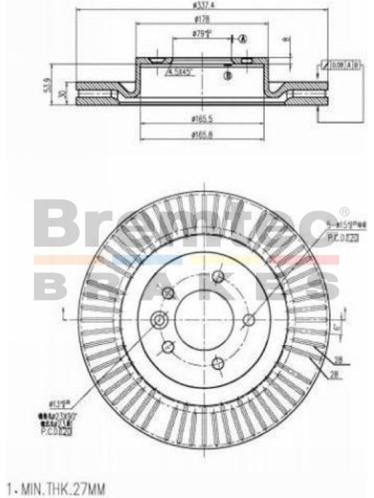 Bremtec Euro-Line Disc Brake Rotor (Single) 337.40mm BDR17160EL Discs Bremtec - Micks Gone Bush