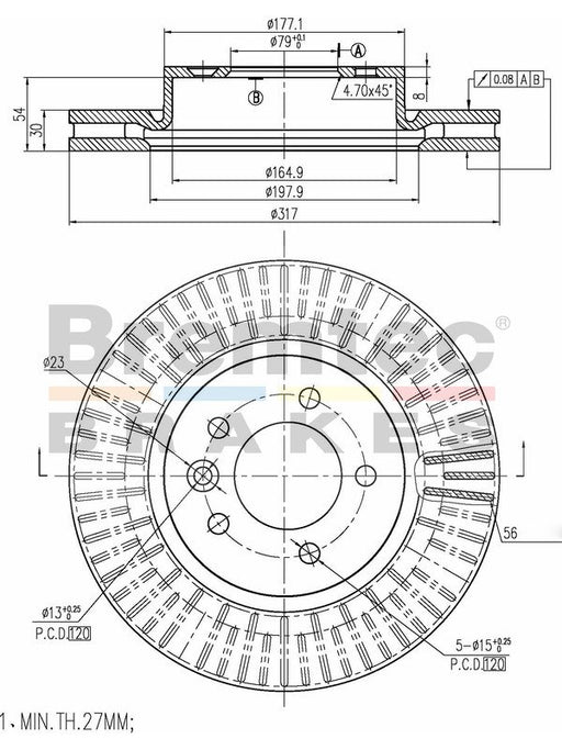 Bremtec Euro-Line Disc Brake Rotor (Pair) 317mm BDR17270EL Discs Bremtec - Micks Gone Bush