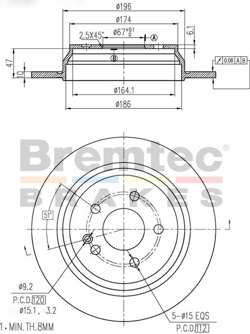 Bremtec Euro-Line Disc Brake Rotor (Pair) 296mm BDR17290EL Discs Bremtec - Micks Gone Bush