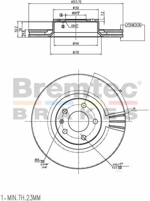 Bremtec Euro-Line Disc Brake Rotor (Single) 313.75mm BDR17420EL Discs Bremtec - Micks Gone Bush