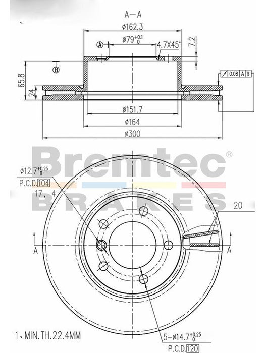 Bremtec Euro-Line High Grade Disc Brake Rotor (Pair) 300mm BDR17450ELH Discs Bremtec - Micks Gone Bush