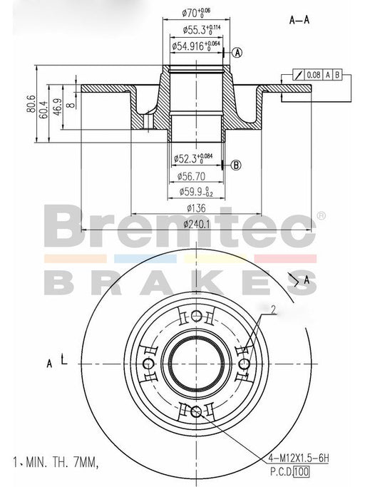 Bremtec Euro-Line Disc Brake Rotor (Single) 240.1mm BDR17620EL Discs Bremtec - Micks Gone Bush