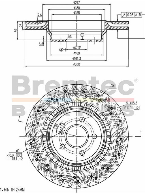 Bremtec Euro-Line Disc Brake Rotor (Single) 330.00mm BDR17890EL Discs Bremtec - Micks Gone Bush