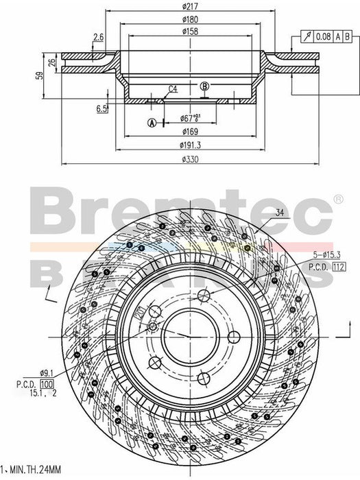 Bremtec Euro-Line Disc Brake Rotor (Single) 330.00mm BDR17890EL Discs Bremtec - Micks Gone Bush