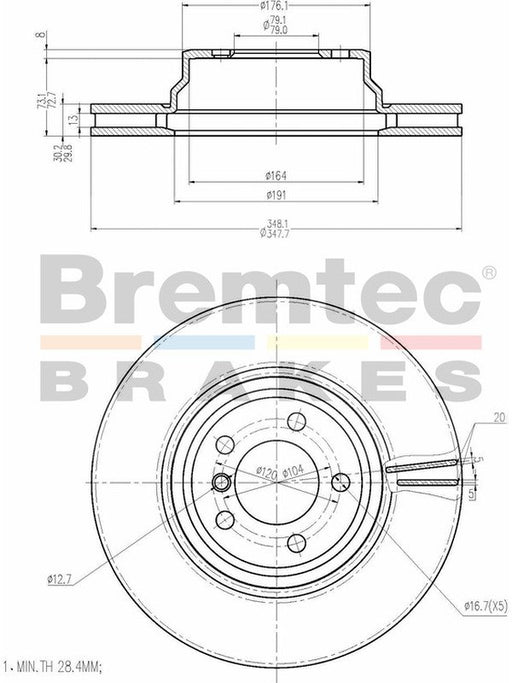 Bremtec Euro-Line Disc Brake Rotor (Single) 347.90mm BDR17920EL Discs Bremtec - Micks Gone Bush