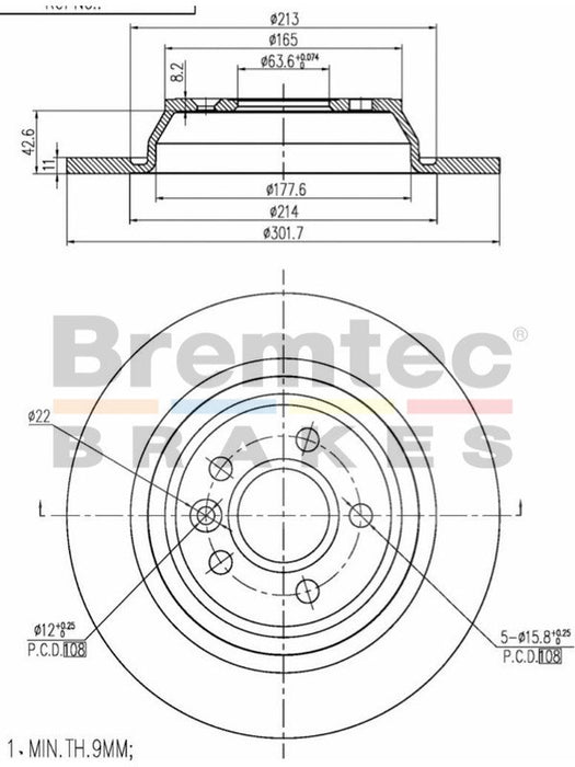 Bremtec Euro-Line Disc Brake Rotor (Pair) 301.7mm BDR18100EL Discs Bremtec - Micks Gone Bush