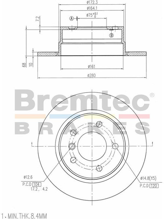 Bremtec Euro-Line Disc Brake Rotor (Single) 280.00mm BDR18140EL Discs Bremtec - Micks Gone Bush