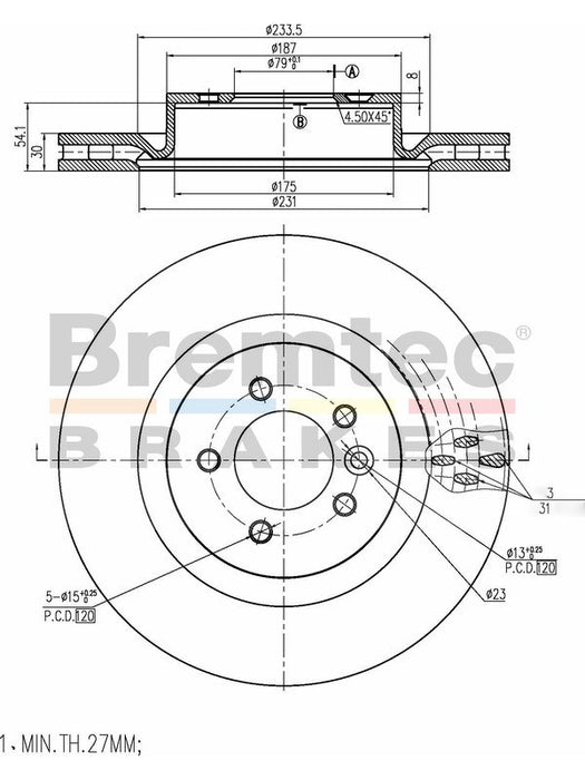 Bremtec Euro-Line Disc Brake Rotor (Single) 360mm BDR18250EL Bremtec - Micks Gone Bush