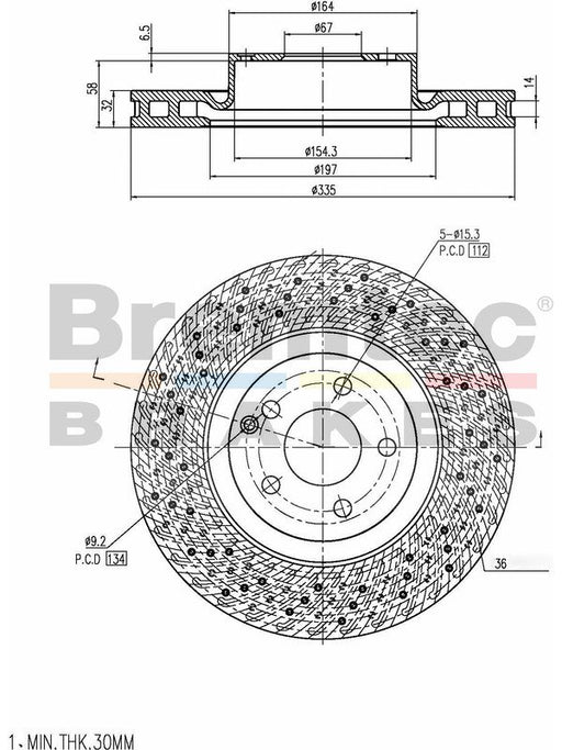 Bremtec Euro-Line High Grade Disc Brake Rotor (Pair) 334.9mm BDR18620ELH Discs Bremtec - Micks Gone Bush
